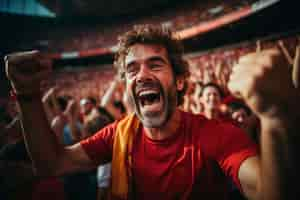 Free photo close up on soccer fan watching the euro final