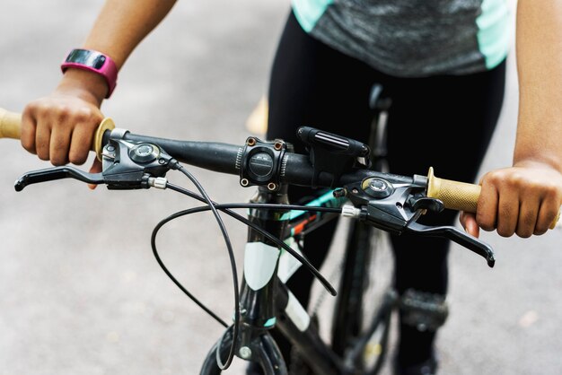 Close up of someone riding a bike