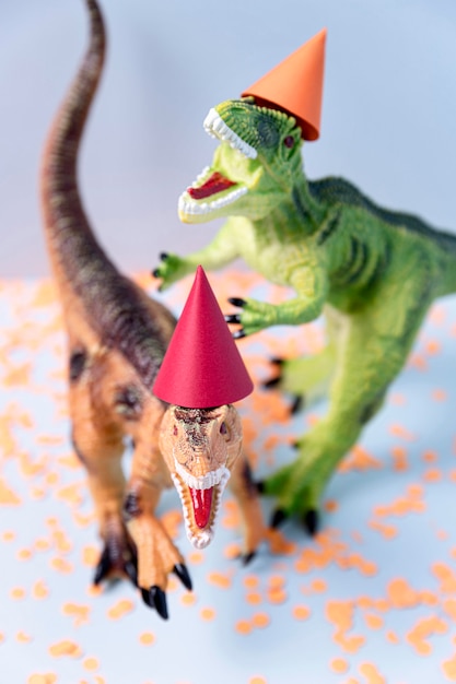 Free Photo close-up spooky halloween toys with confetti