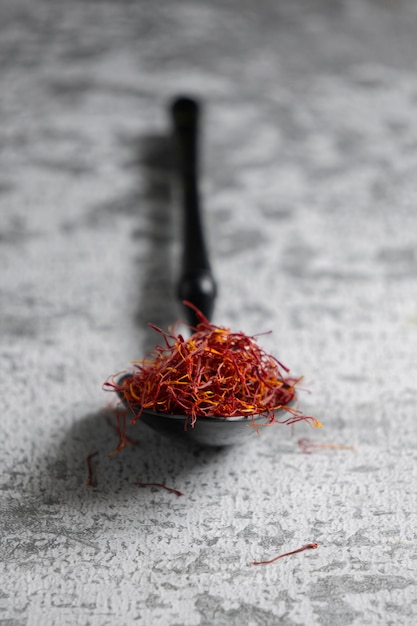 Free Photo close up on spoon full of saffron