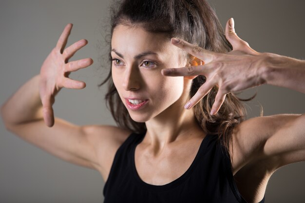 Close-up of sporty woman with ponytail