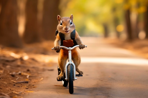 Close up on squirrel on bike