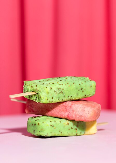 Close-up stacked popsicles