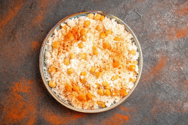 Free Photo close up on steamed rice meal on plate