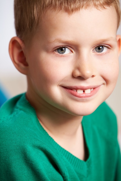 Close-up of student with a big smile in class