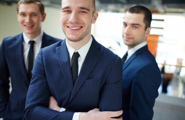 Free photo close-up of successful businesspeople in office