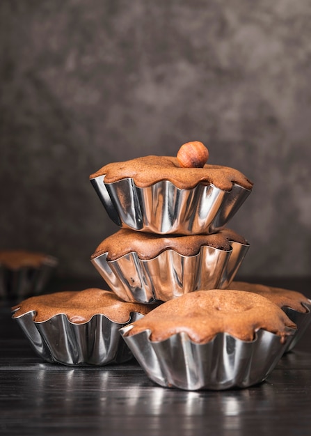 Close-up tasty muffins ready to be served