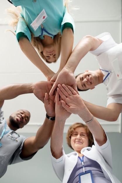 Free photo close up on team of health workers