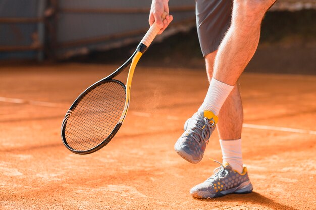 Close up of tennis player