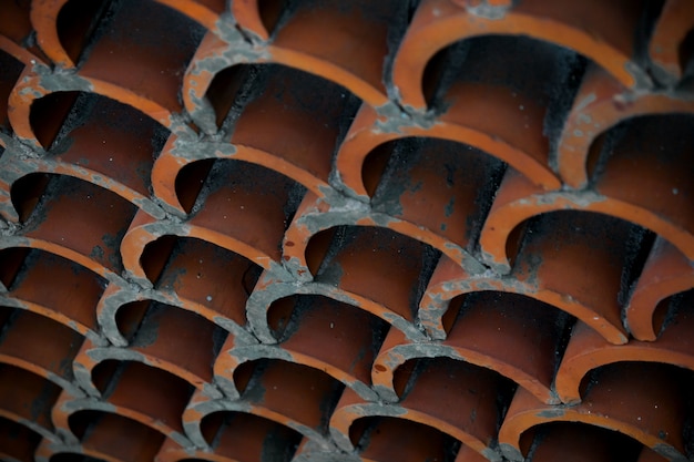 Close-up of terracotta roof tiles