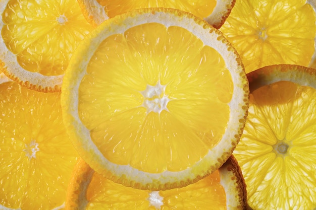 Close-up texture of citrus fruit slices