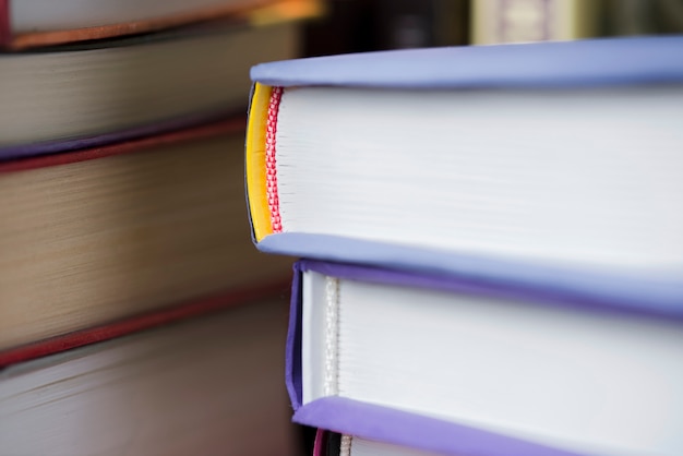 Close-up of thick books