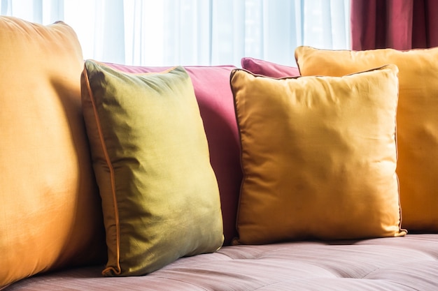 Close-up of tidy cushions