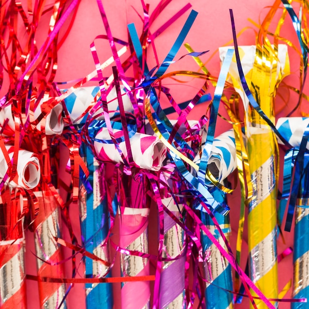 Close-up tinsel on noisemakers