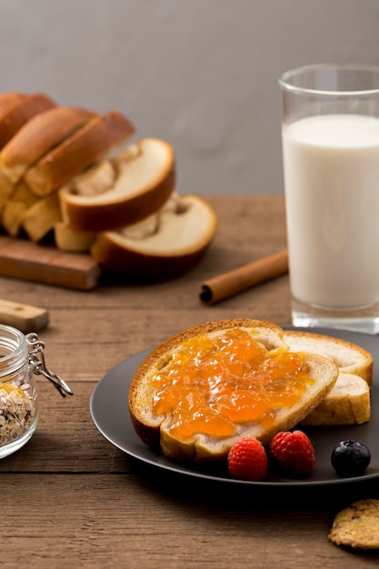 Close-up toast with homemade jam