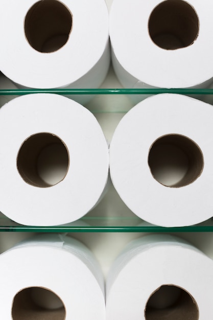 Free Photo close-up toilet paper rolls