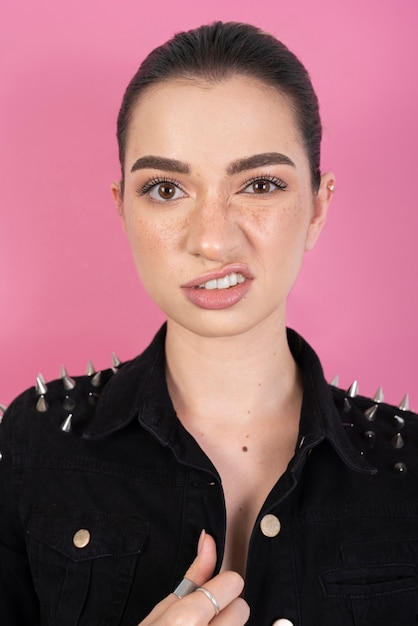 Close-up of tough woman