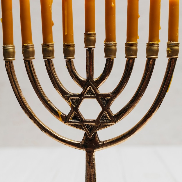 Free Photo close-up traditional hebrew candleholder