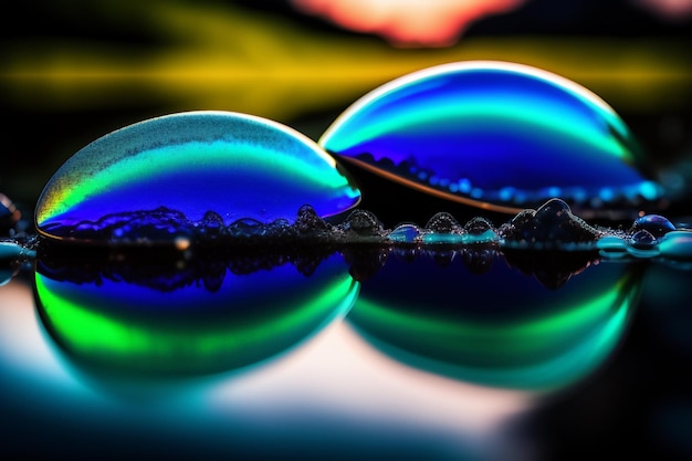 Free photo a close up of two glass orbs on a table