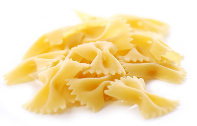 Close up of uncooked farfalle pasta