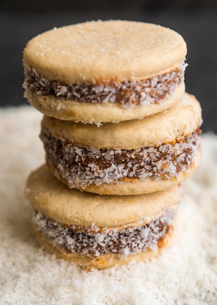 Close-up up of delicious alfajores concept