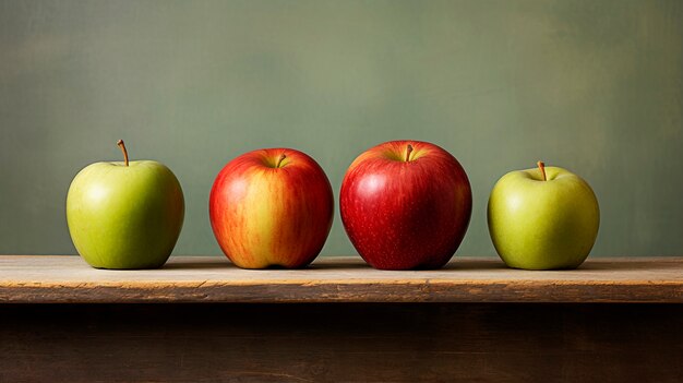 Close up various colored apples