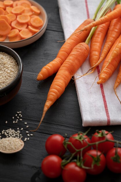 Close up on vegetables in kitchen