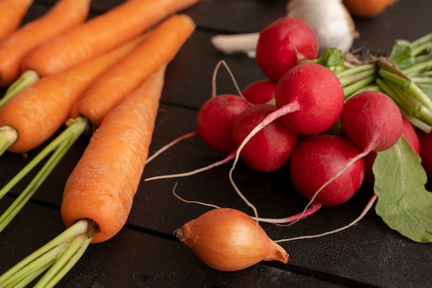 Close up on vegetables in kitchen