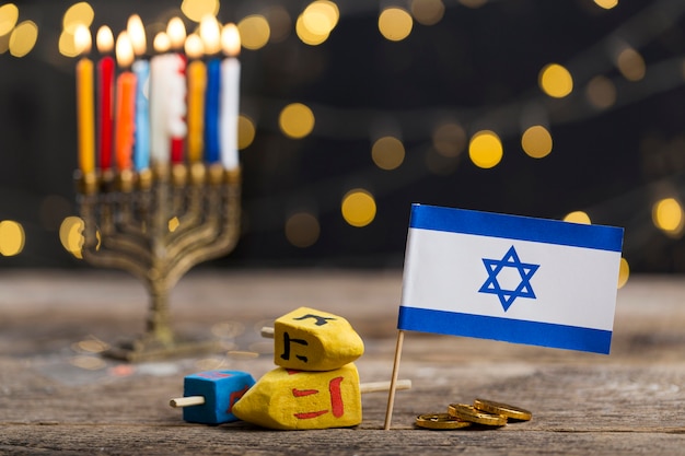 Close-up view of beautiful Hanukkah concept