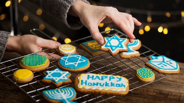 Free photo close-up view of beautiful hanukkah concept