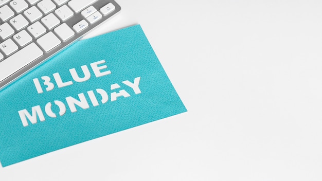 Close-up view of blue monday concept with copy space