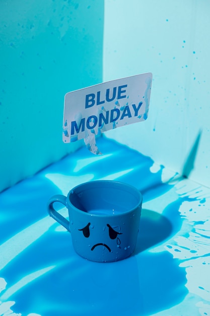 Close-up view of blue monday concept