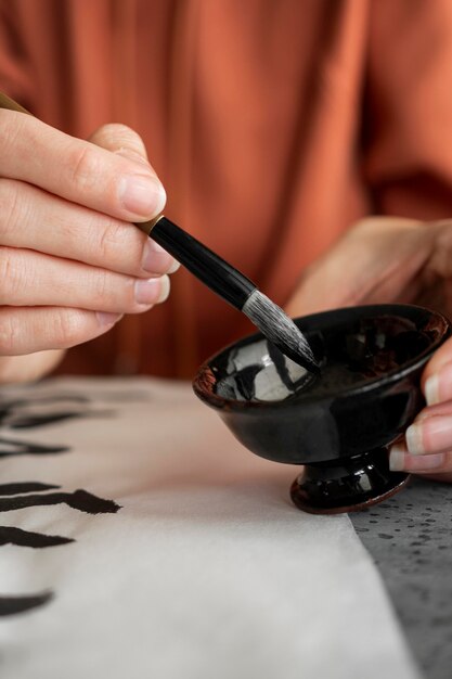 Close-up view of chinese ink concept