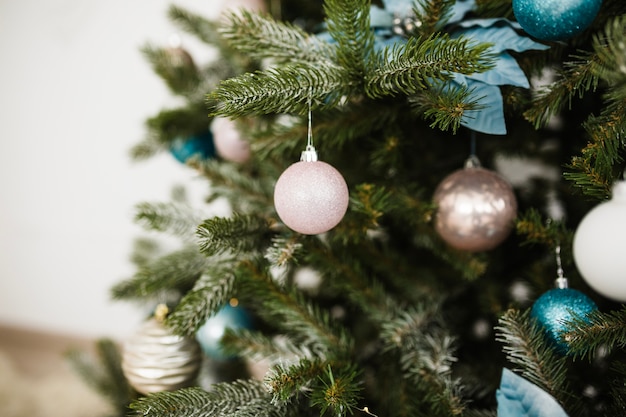 Close up view of christmas tree