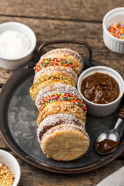 Free photo close-up view of delicious alfajores