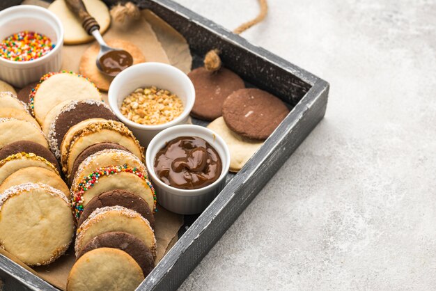 Close-up view of delicious alfajores