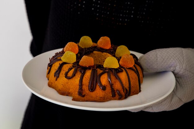 Close-up view of delicious halloween cake