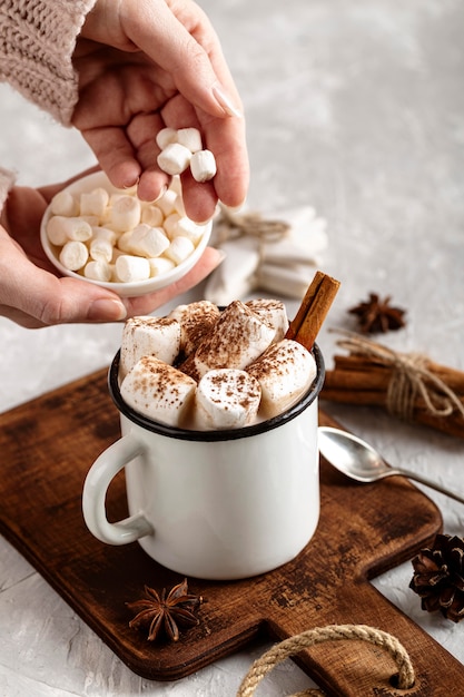 Free Photo close-up view of delicious hot chocolate