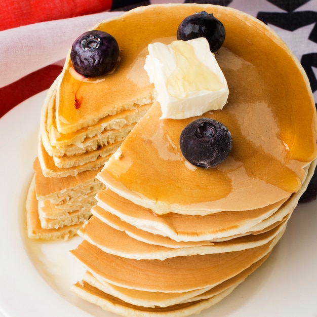 Close-up view of delicious pancakes