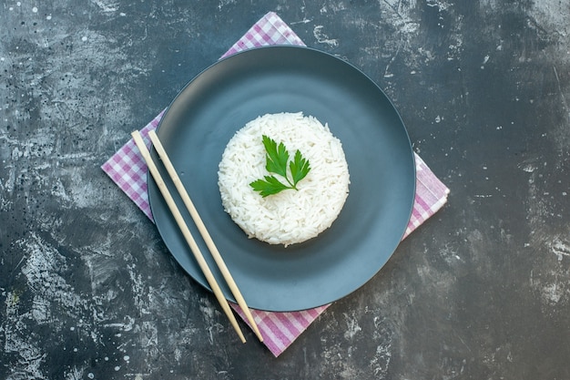 Close up view of delicious rice meal on plate