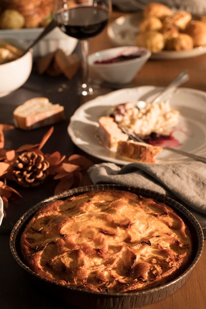 Close-up view of delicious thanksgiving meal