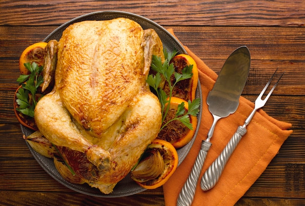 Close-up view of delicious thanksgiving turkey