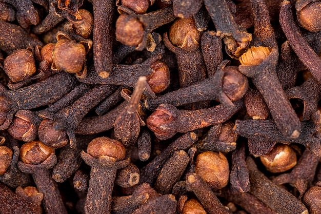 Close up view of dry organic clove spice