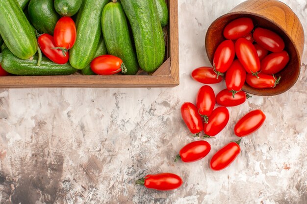 Close up view of fresh vegetables for dinner preparation on table