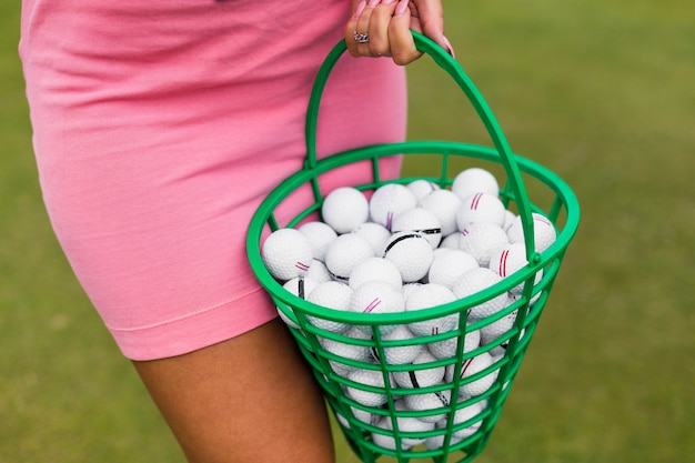 Close-up view of a golf basket