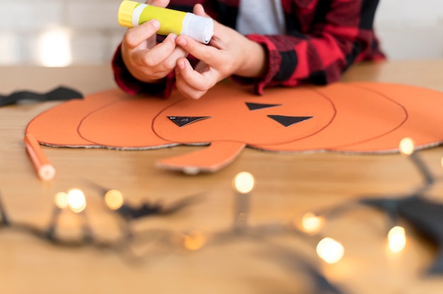 Free photo close-up view of halloween arrangement