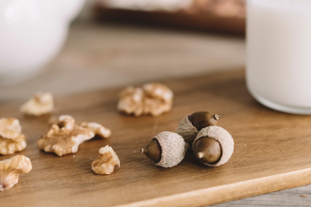 Free Photo close up view of hazelnuts and walnuts