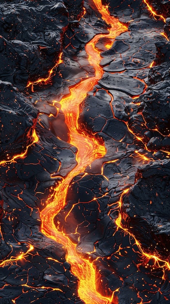 Free Photo close-up view of molten lava erupting from an active volcano