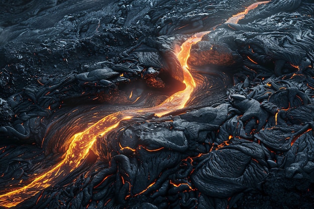 Free Photo close-up view of molten lava erupting from an active volcano