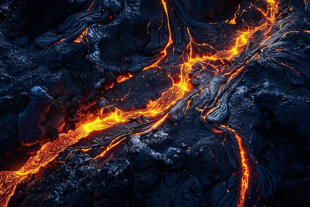 Free Photo close-up view of molten lava erupting from an active volcano